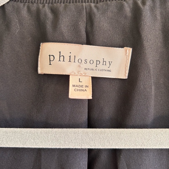 Philosophy Black Bomber Jacket with Red Floral Design - Picture 3 of 4